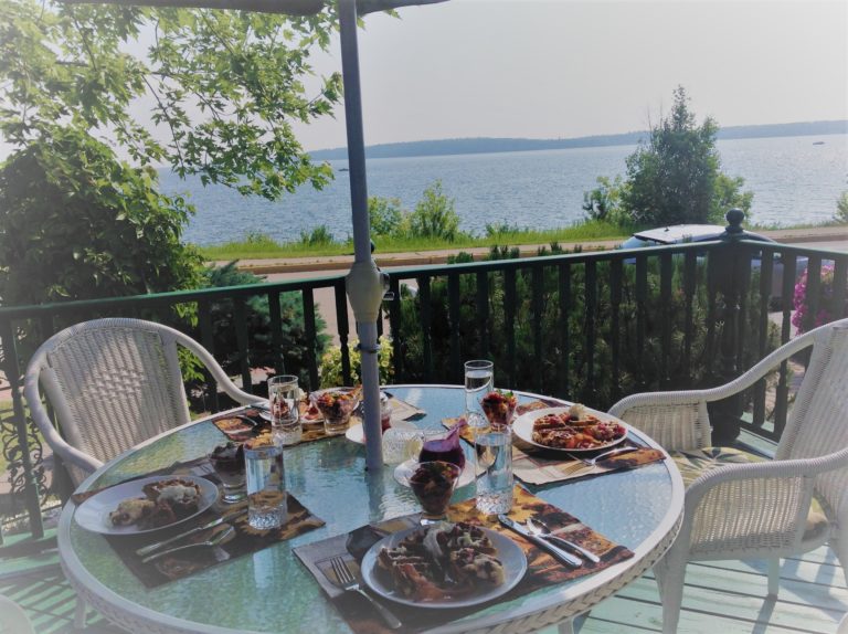 Breakfast on the deck. Breakfast on the deck.