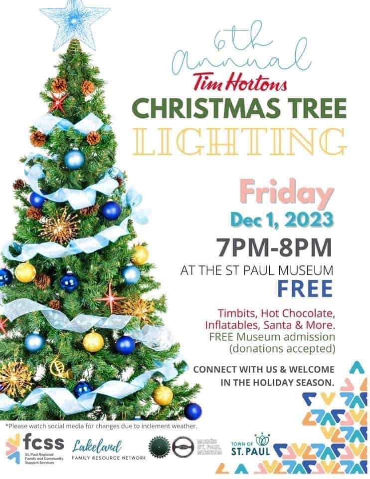 St. Paul Tim Hortons Christmas Tree Lighting Go East of Edmonton