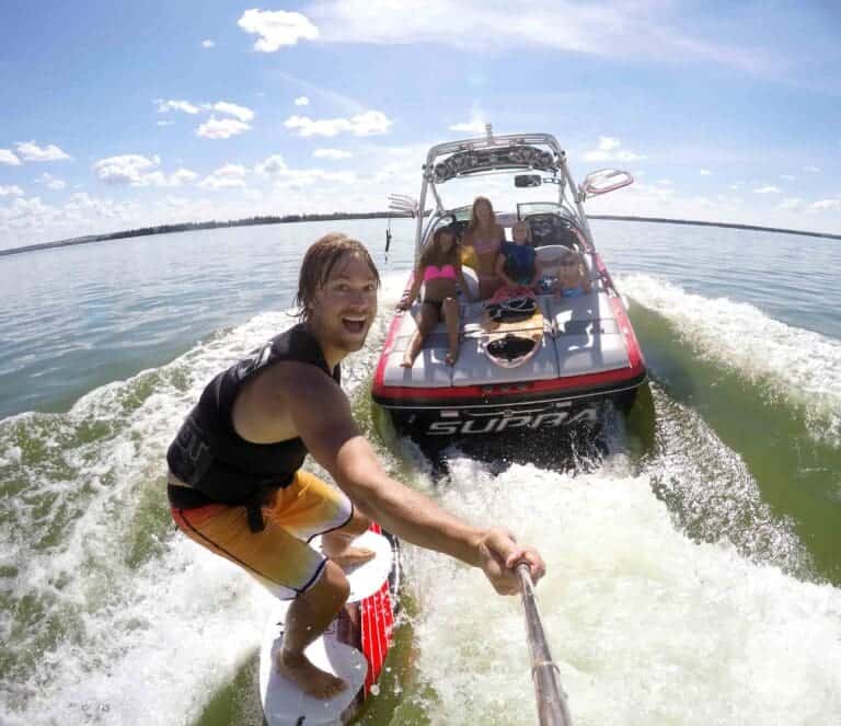 Wake surfing on Moose Lake 768x663